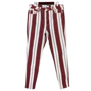 Forever21 Striped Red And Cream Denim High Waist